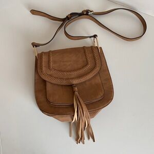 Stylish Brown Crossbody Bag with Fringe